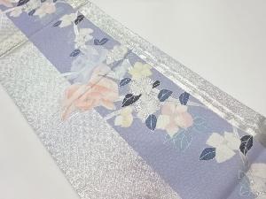 抽象花に子持ち菱模様織出し袋帯